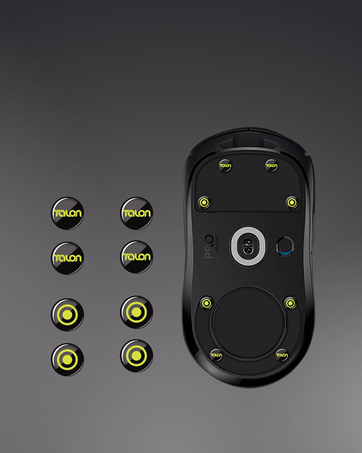 TALONGAMES Curved Edges Ultra Strong Glass Universal Mouse Feet Skates Compatible with Gaming Mouse Feet Replacement,Super Smooth Glide Fast and Durable Sole (Universal 6mm x 8,Black)