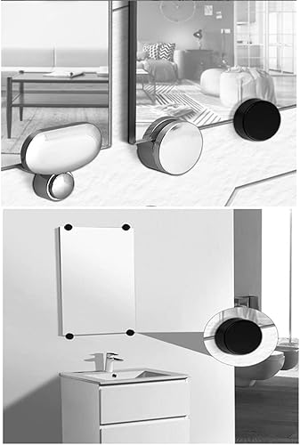 Miniatura 4 de Clips de espejo, clip de cristal flotante de aleación de zinc, soporte de espejo redondo montado en la pared, espejo de baño, hoja de soporte,