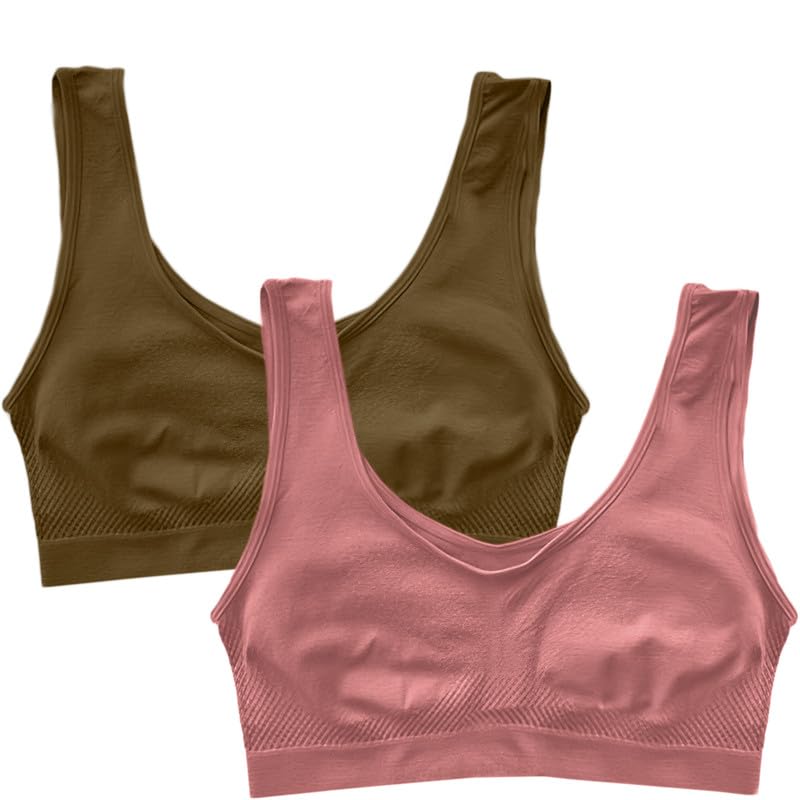 Image of Pack of 2 Seamless Air Bra: Stretchable, Non-Padded, Non-Wired Sports Bra for Women