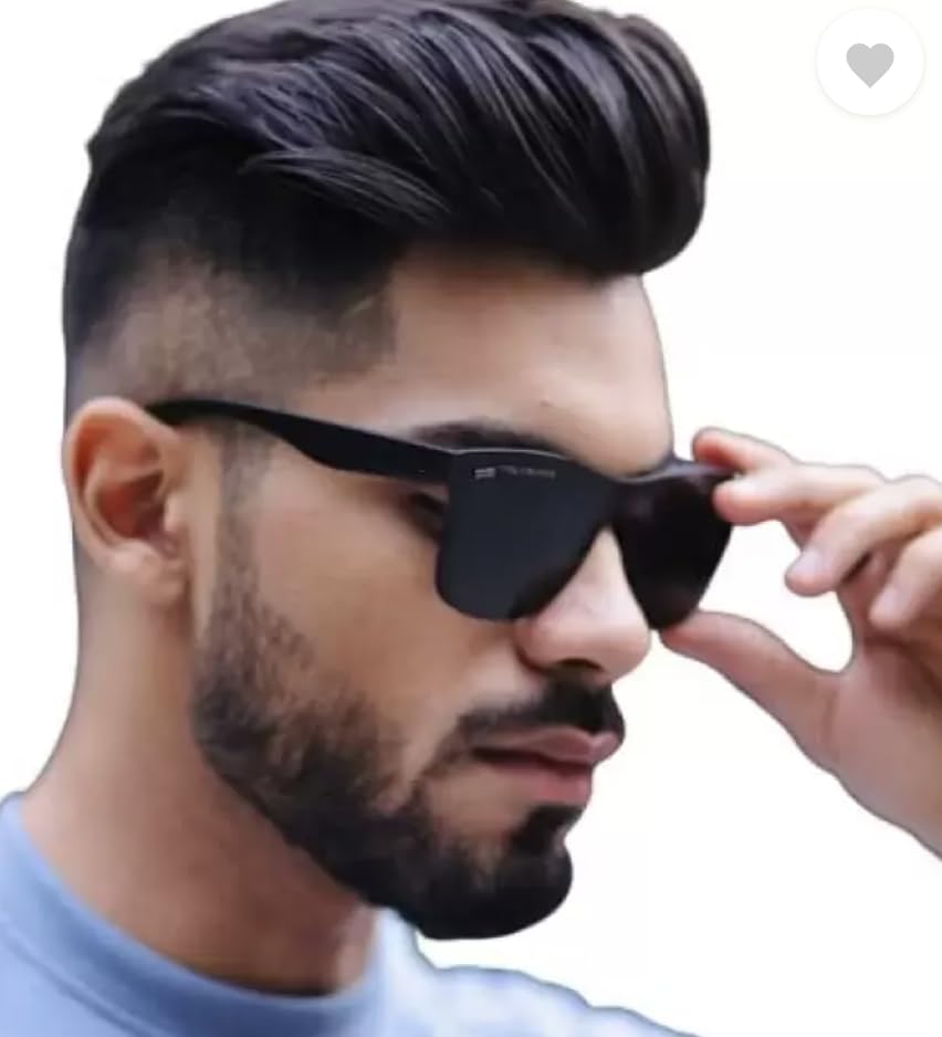 Square Frame Unisex Sunglasses for Women & Men | Black Frame and Black Lens With Silver Stud on the Front | Sunglasses UV400 Protection - Black3