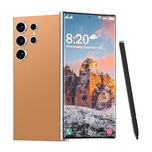 C24 Ultra Unlocked Phone 5G Smartphone 8+256GB Android 14.0 Cell Phone 6.8" HD Screen/6800mAh /Built-in Stylus/Supports 5G/Dual SIM Cards/Face Unlock/Fingerprint Unlock/GPS.(Orange)