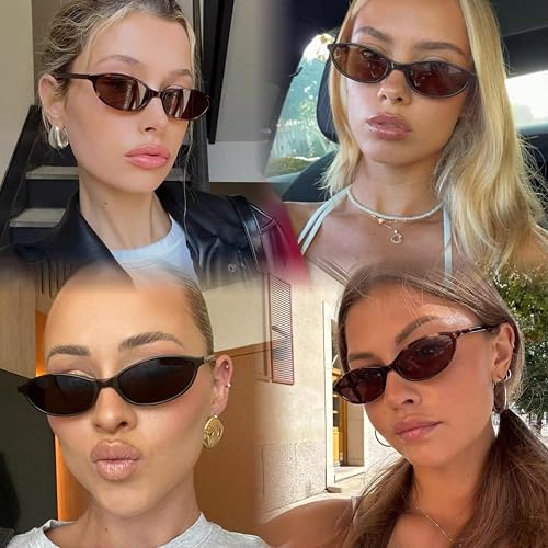 Retro Oval Sunglasses for Women Trendy Y2K Glasses Designer Narrow Shades Small Face 90s2