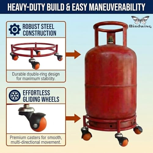 Image of Rincy Stainless Steel Wheel LPG Gas Cylinder Trolley with 4 Wheels (2 Pcs) - WRG Gas Cylinder Trolley (Multicolor, Pack of 2)