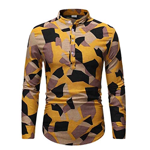 Camisas Hombre Manga Larga Camisa Estampada de Moda ZARLLE Botón Estampadas Collar de pie Vacaciones Fiesta Blusa Camisa abiertaestilo étnico Camisa Casual para Hombre Suave Cómodo Tops