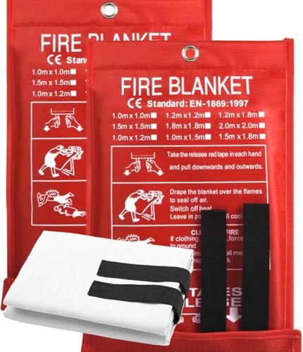 HHYING Emergency Fire Blanket for Home and Kitchen Fiberglass Fire Suppression Blanket (39''X...