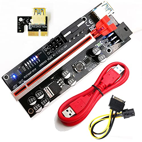 VER 010S Plus PCI-E PCIE Riser Card 009s PCI Express Adapter Molex 6Pin SATA 8 Capacitor gpu Mining Riser 009s Plus