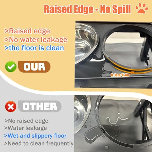 Marchul Raised Dog Bowls for Medium Large Dogs, Elevated Dog Bowls with 2*1200ML Stainless Steel Dogs Food Water Bowls, Dog Feeding Station with 4 Height Adjustable Dog Bowl Stand (9cm/23cm/27cm/31cm) - Image 5