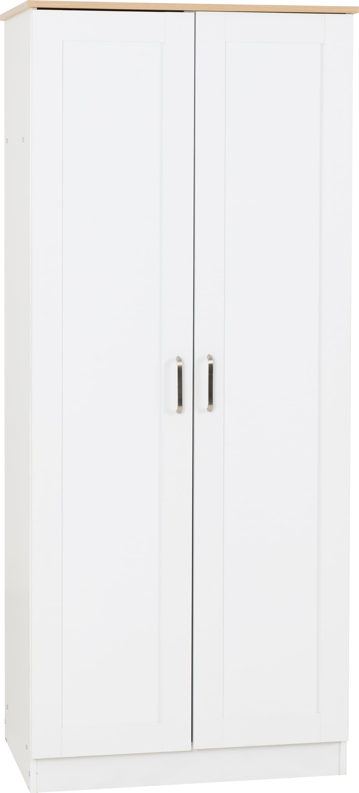 Seconique Portland 2 Door Wardrobe in White/Oak Effect