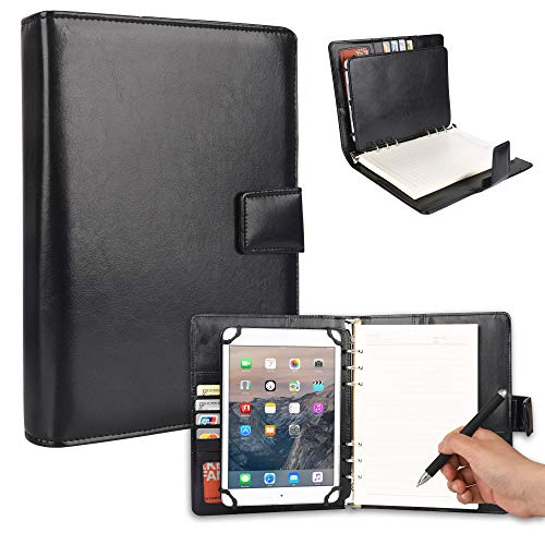 Cooper FolderTab [Padfolio Tablet Case with Notepad] for Apple iPad Mini / 2/3 / 4 | Business Executive Organizer Notebook Card Pockets (Black)