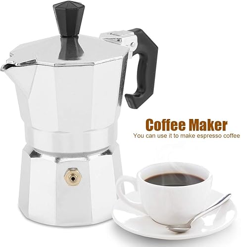 Miniatura 2 de Cafetera Moka, 1.7 fl oz, 1 taza, de aluminio, tipo italiano, moka pote, cafetera, estufa, uso en casa y oficina