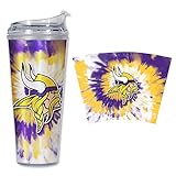NFL Rico Industries Minnesota Vikings Metallic Tye Dye 24oz Acrylic Tumbler with Hinged Lid