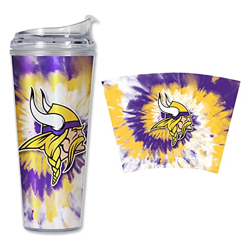 Image of Rico Industries NFL Football Glitter 24oz Acrylic Glitter Tumbler with Hinged Lid, Officially Licensed Double Wall Tumbler with Straw