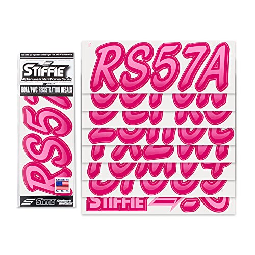 Image of STIFFIE Whipline Pink /Berry 3 inch Boat & PWC Registration Decals • Numbers Letters Stickers