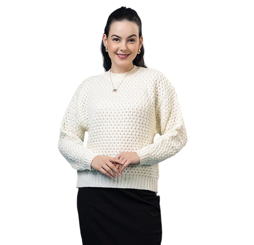 Women’s 100% Wool Turtle Neck Pullover Sweater | Full Sleeve Relaxed Fit Winter Wear | Soft & Stylish Woolen Sweater for Women & Girls