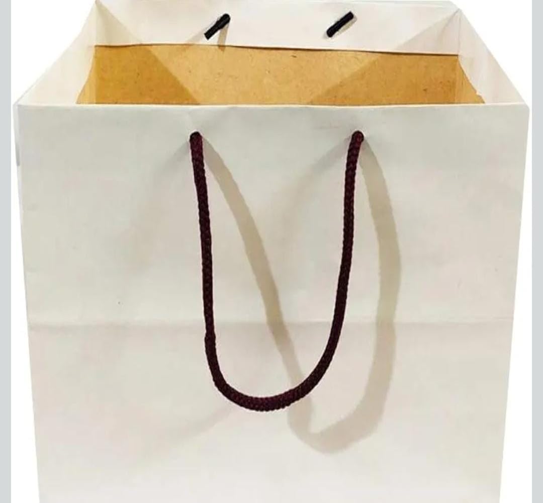 GREENNEST Eco-Friendly Kraft Paper Cake Bags with Handles | Brown Bakery Carry Bags for Cake & Pastry Packing | Durable, Recyclable & Tear-Resistant | Multiple Sizes | Pack of 25 (White, 12.5X8.5X12.5 In)-picture-11