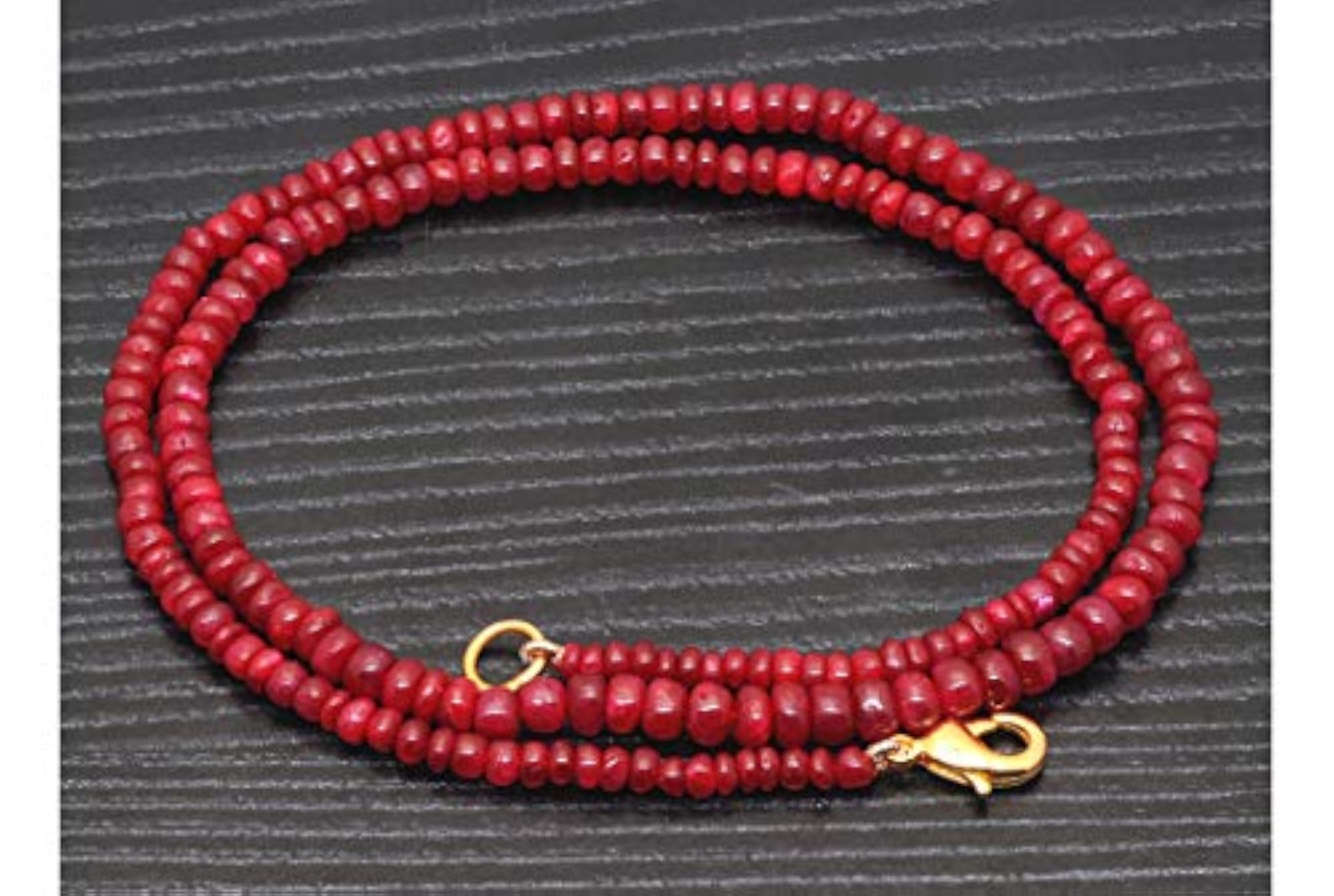 Jaipur Ruby Gemstone Round Cabochon Bead String