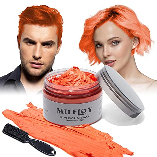 Orange Haartönung Temporäre Haarfarbe 4,23 Unzen, Instant Hair Cream Mud Natürliche Frisur Pomade, Frauen Männer Styling Haartone Wax, Haar Wachs für Halloween Party Cosplay