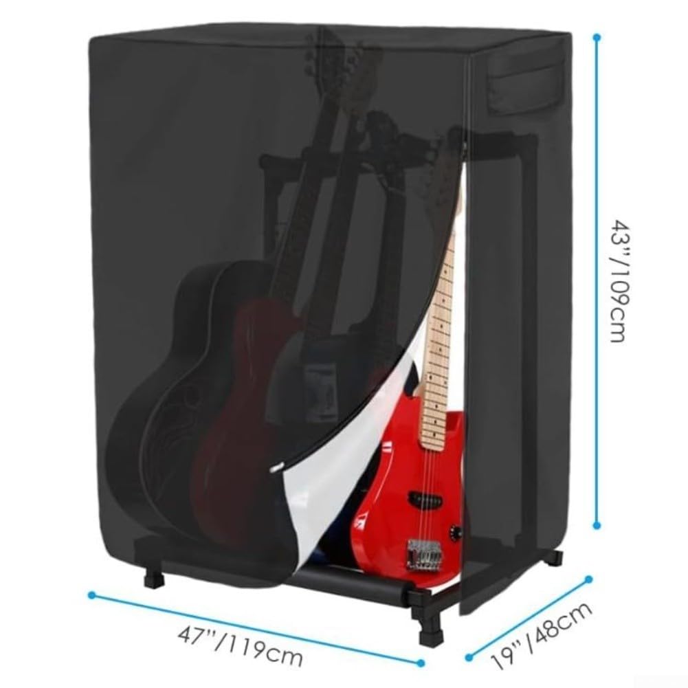 Robusta cubierta de tela Oxford diseñada para soportes de guitarra con mango de apertura con cremallera y capa interior de malla de aire ventilada (600D)