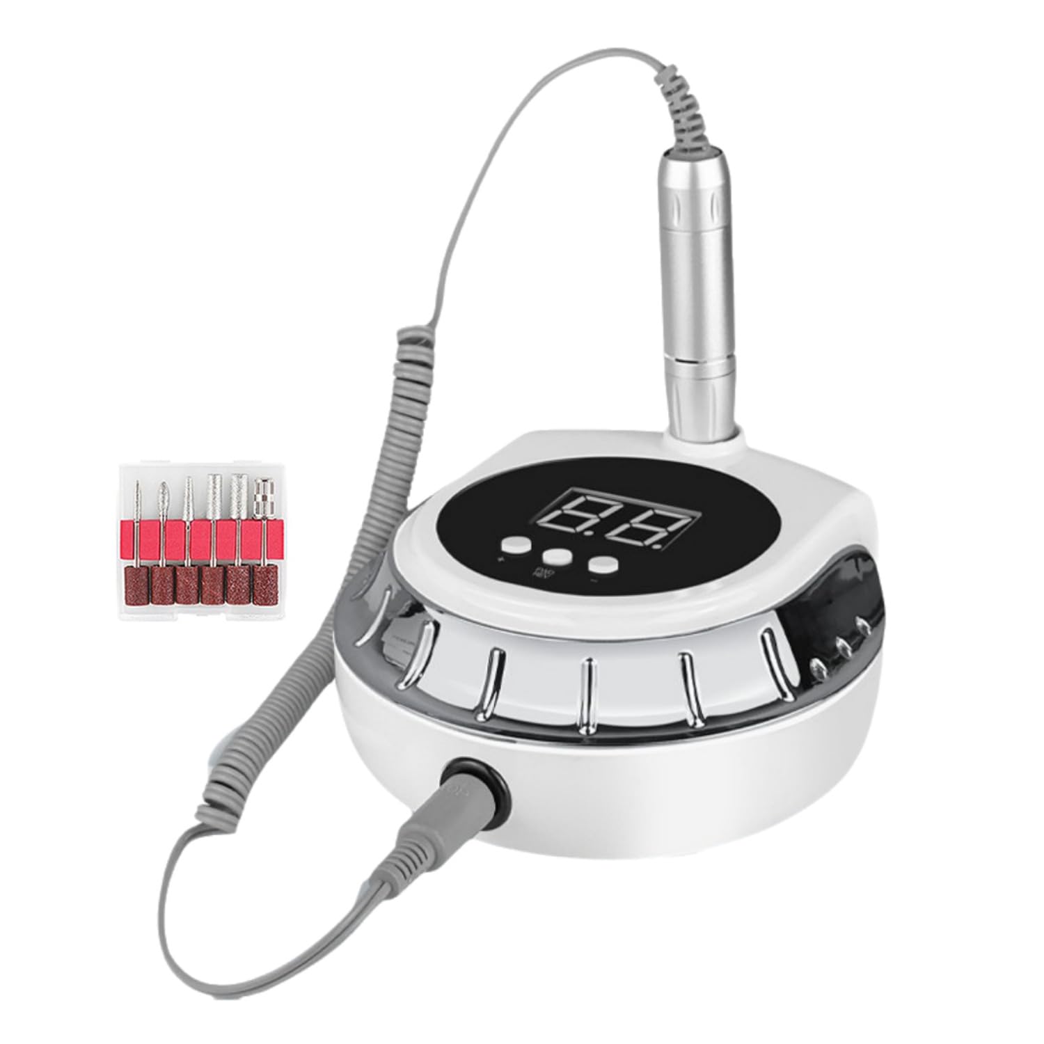 Fresa per Unghie Professionale Portatile 45000 Giri Lima per Unghie Elettrica con 6 Punte e Velocità Regolabile per Acriliche Gel, DIY Manicure Pedicure Salone Casa-Grey