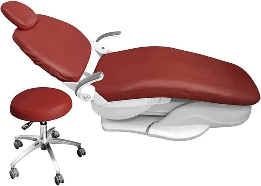 4Pcs/Set Dental Chair Covers, Headrest Backrest Protector, Dental Protective Full PU Leather Unit Dental Chair Seat Cover Elastic Waterproof Protective Case Protector Dentist Equipment(Color:Gray)