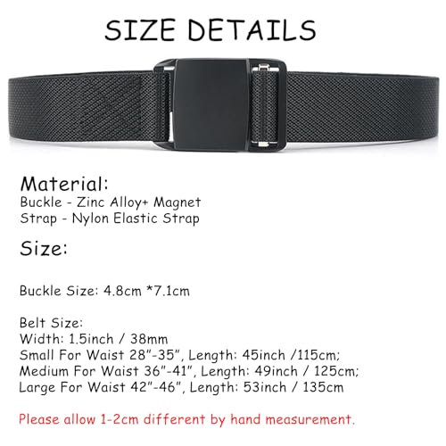 Tactical Elastic Belts for Men Quick Release Magnetic Buckle Stretch Webbing Heavy Duty Work Golf Belt 1.5inch Wide2