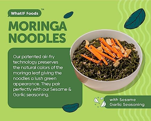 Healthy Instant Moringa Noodles | Vegan, Air Fried, High Protein 17g & 6g Fiber | For Ramen, Soup, Stir Fry, Wok | Sesame Garlic Flavor | 5 Pack by WhatIF Foods - Thumbnail 3