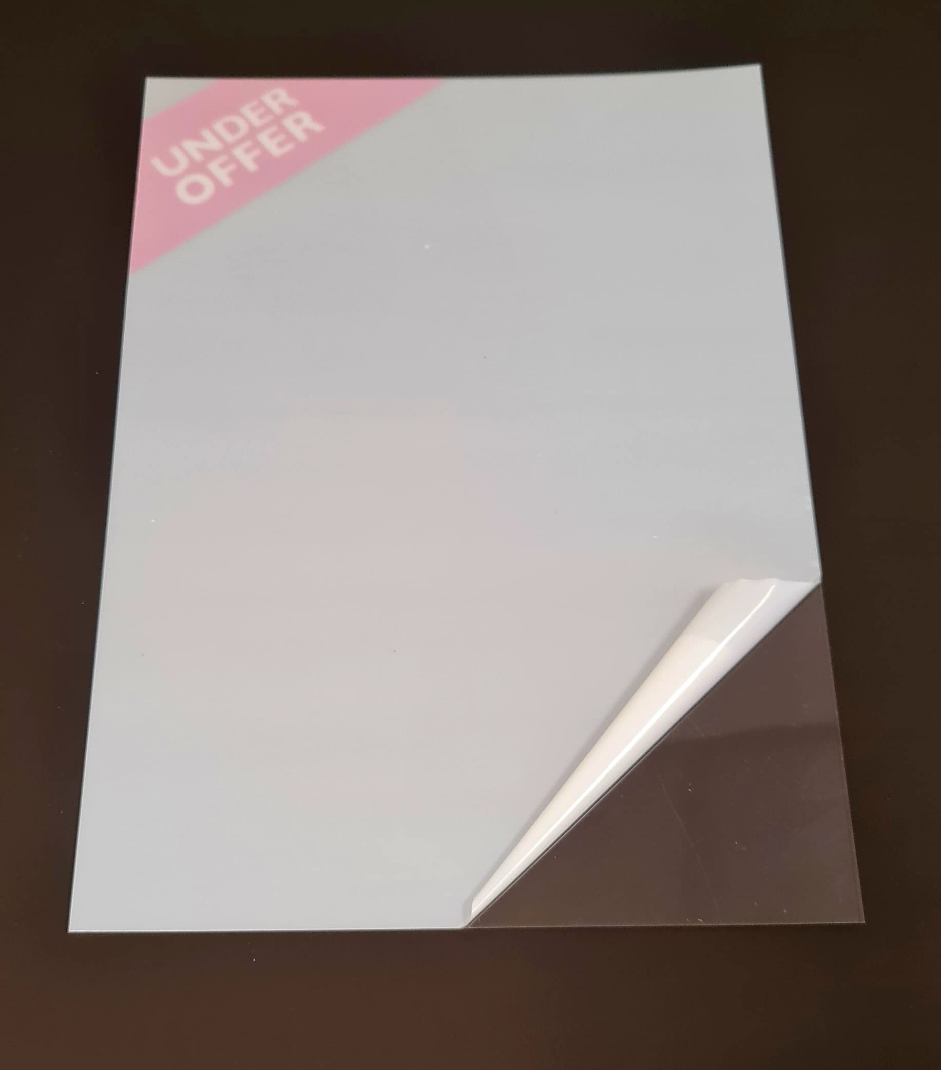 Transparent Window Flashcards for LED Window Displays, Optically Clear Window Card for LED Pockets, Printed Message: Under Offer