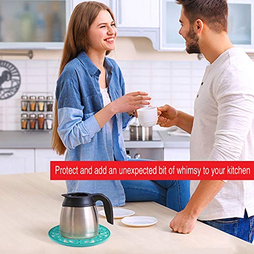 Silicone Trivet Set for Hot Dishes, Pots & Pans. These Kitchen Hot Pads 'Fleur De Lis' Design (Symbol of Royalty) Mimics Cast Iron Trivets Without Scratching (7.5 inch Round, Set of 3, Black). - Thumbnail 7
