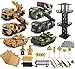 ZUKULIFE Military Vehicles and Army Battle Site Set with Storage Container, 6 Vehicles, Scout Tower, Missile Truck, Tank (Military-playsets)