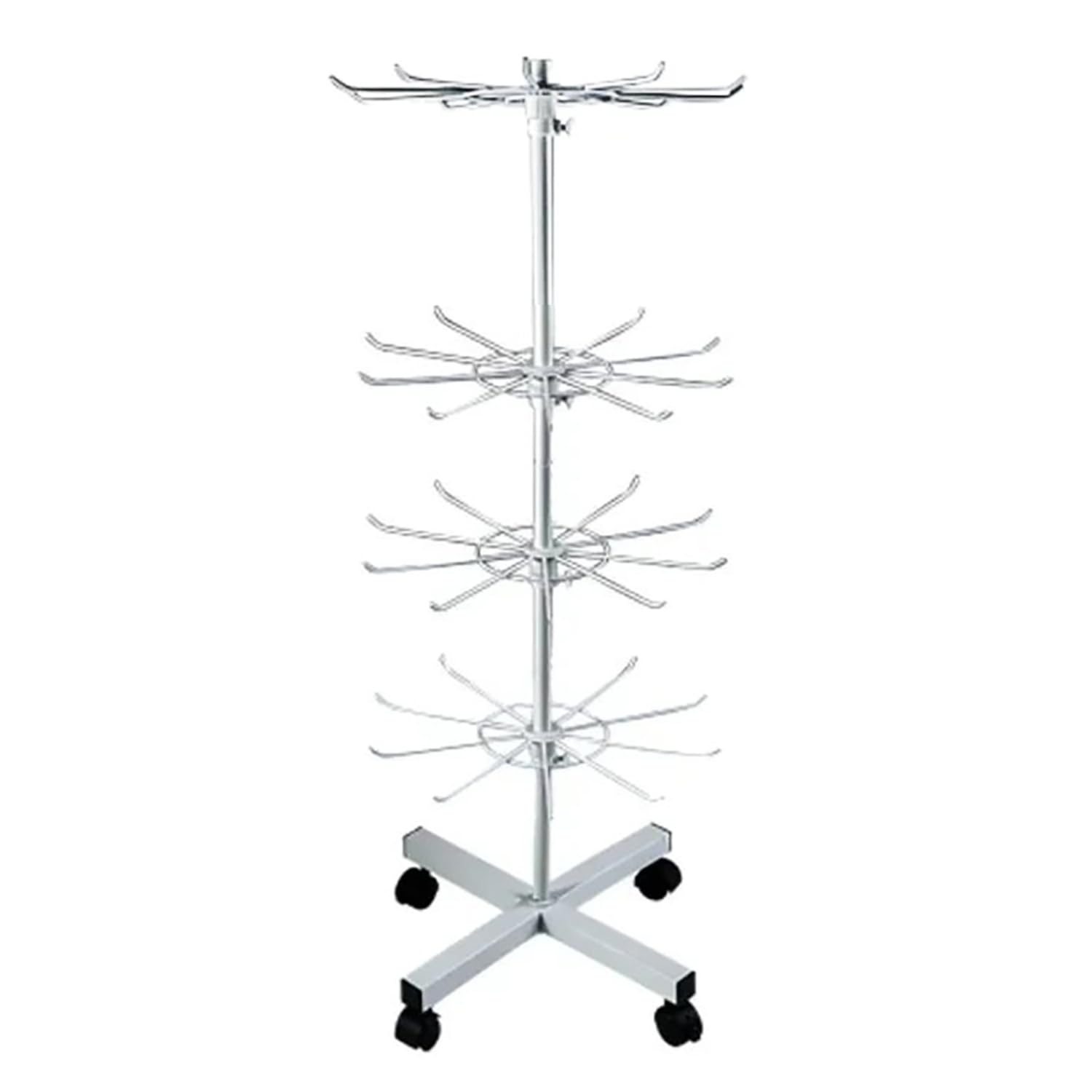 Espositore Girevole,Scaffale Espositivo In Metallo,Scaffale Rotante,Scaffali Verticali Per Negozi Al Dettaglio e Supermercati,Può Contenere Cappelli,Guanti,Sciarpe,Accessori,Ecc. (Bianco, 4 strati)