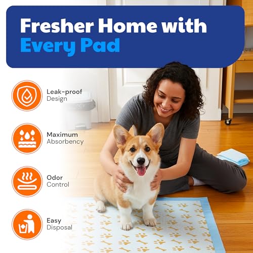 Image of American Kennel Club Advanced Puppy Pads with Color-Changing Health+ Indicator and Ultra Absorbent Quick Dry Gel - 22''x22'' Leakproof Training Pads for Dogs - Fresh Scented - 100 Count