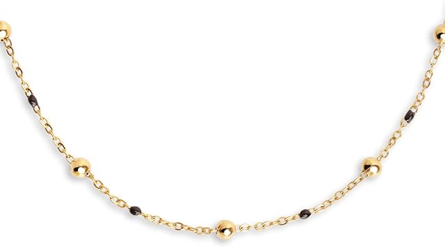 SINGULARU - Collar Dots L Black Enamel. Acero con Acabado Baño de Oro de 18Kt. Cadena de Largo Ajustable 40 cm. Joyas para Mujer