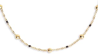 Collar Dots L Black Enamel. Acero con Acabado Baño de Oro de 18Kt. Cadena de Largo Ajustable 40 cm. Joyas para Mujer