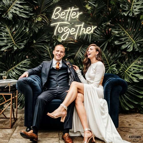 Image of KatchOn, White Better Together Neon Sign - 17x13 Inch | USB Powered Better together Led Sign | Better Together Light Up Sign | Neon Wedding Signs for Anniversary Decorations | Bridal Shower Decor
