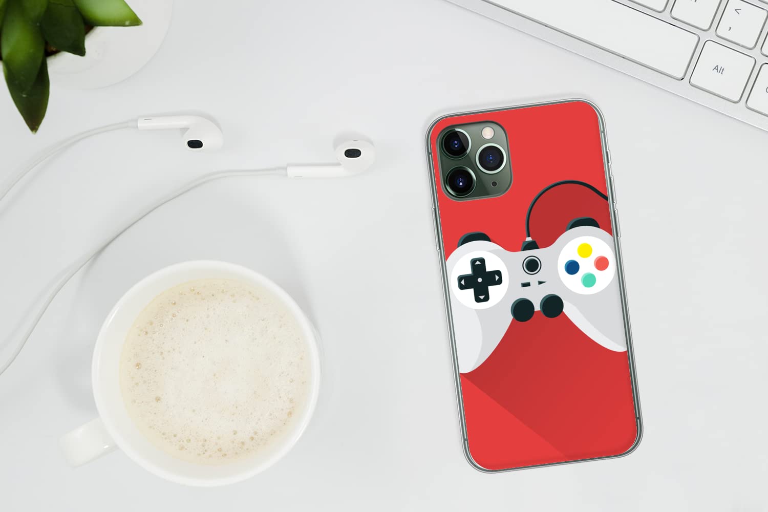 MuchoWow Funda para iPhone 11 Pro - Mando - Gaming - Rojo - Funda de Silicona/Funda Blanda para teléfono móvil