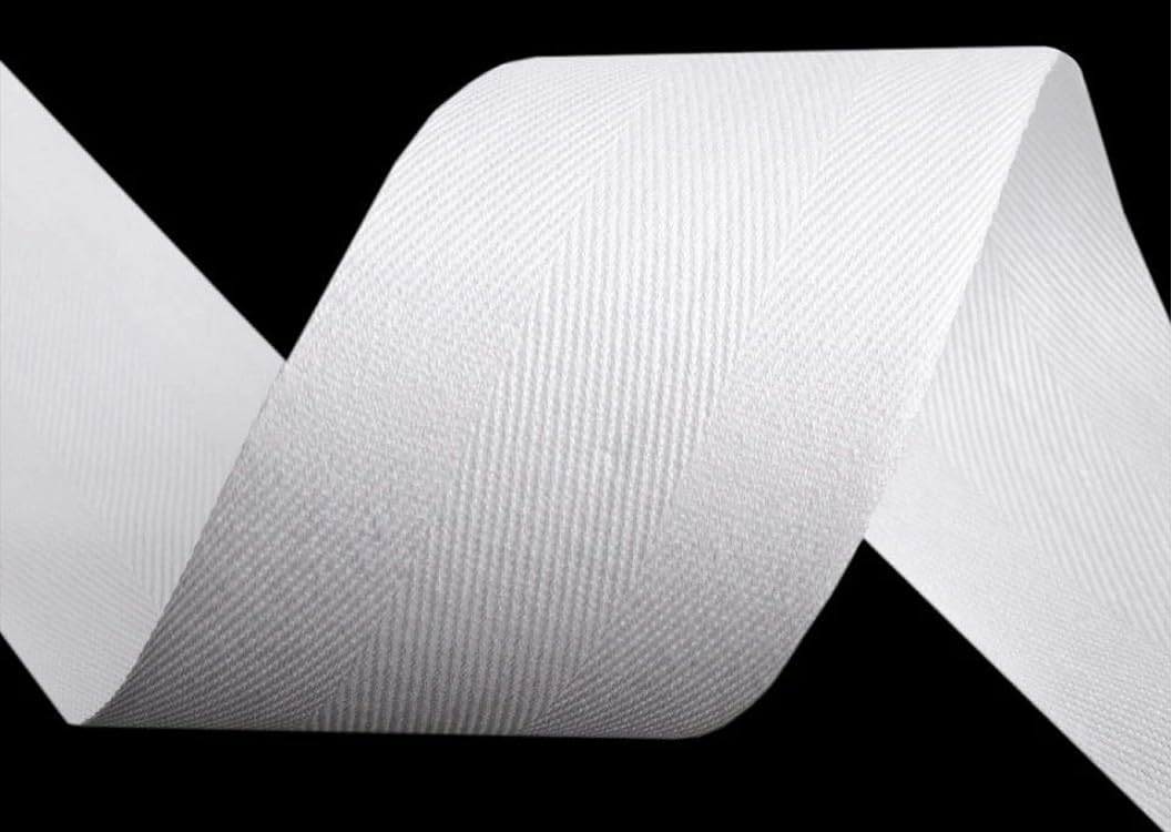 cyclingcolors cinta de sarga de algodón en espiga ancho 50mm x longitud 50m, blanco