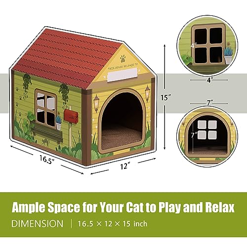 Cardboard Cat House with Scratcher