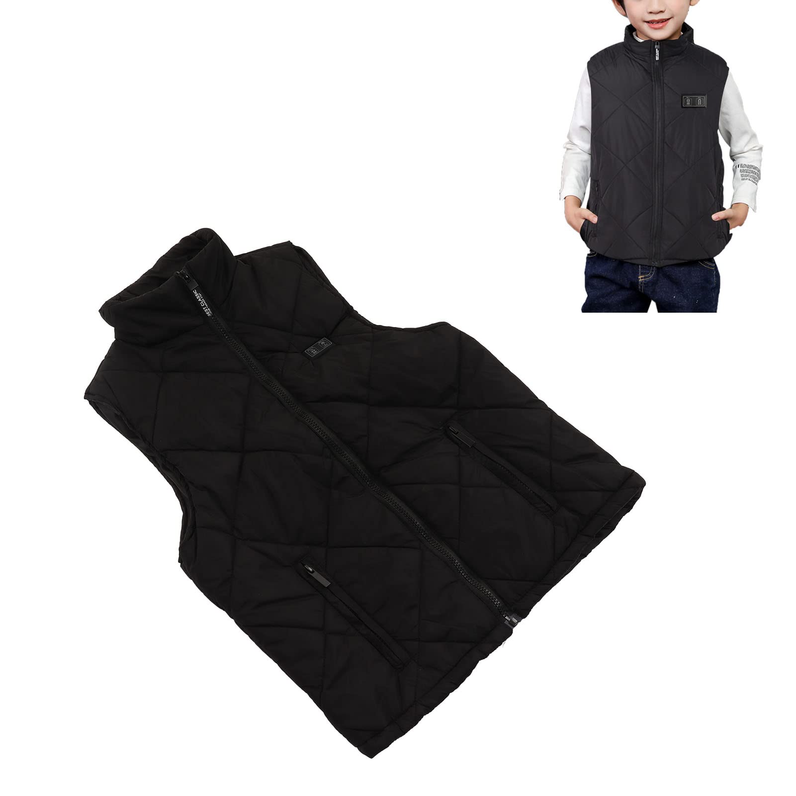Gilet Riscaldato per Bambini a 13 Zone Giacca Riscaldante Elettrica USB Nero