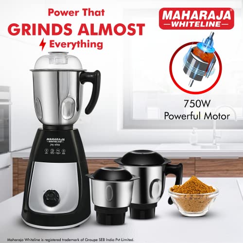 Maharaja Whiteline Joy Elite Mixer Grinder with 4 Jars, Long Lasting Performance with 750 Watt Motor | Jar Flow Breaker | 5 Year Motor Warranty (Black & Grey) - Image 4