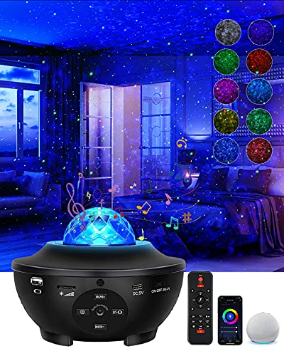 Galaxy Projector,Star Projector Night Light for Bedroom,Ocean Wave Projector with Remote/Music Speaker Star Light Projector Works with Alexa & Smart App, Night Light Projector for Theatre Kids Adult