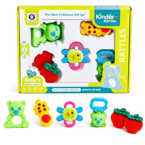 Image of Chanak Baby Kinder Rattle Set for 0-6 Months Old Baby, Non-Toxic, 100% BPA Free, Infant Grab, Spin & Shake Rattles, Colorful Rattles with 6 Pcs, Early Educational Sensory Toy, BIS Approved