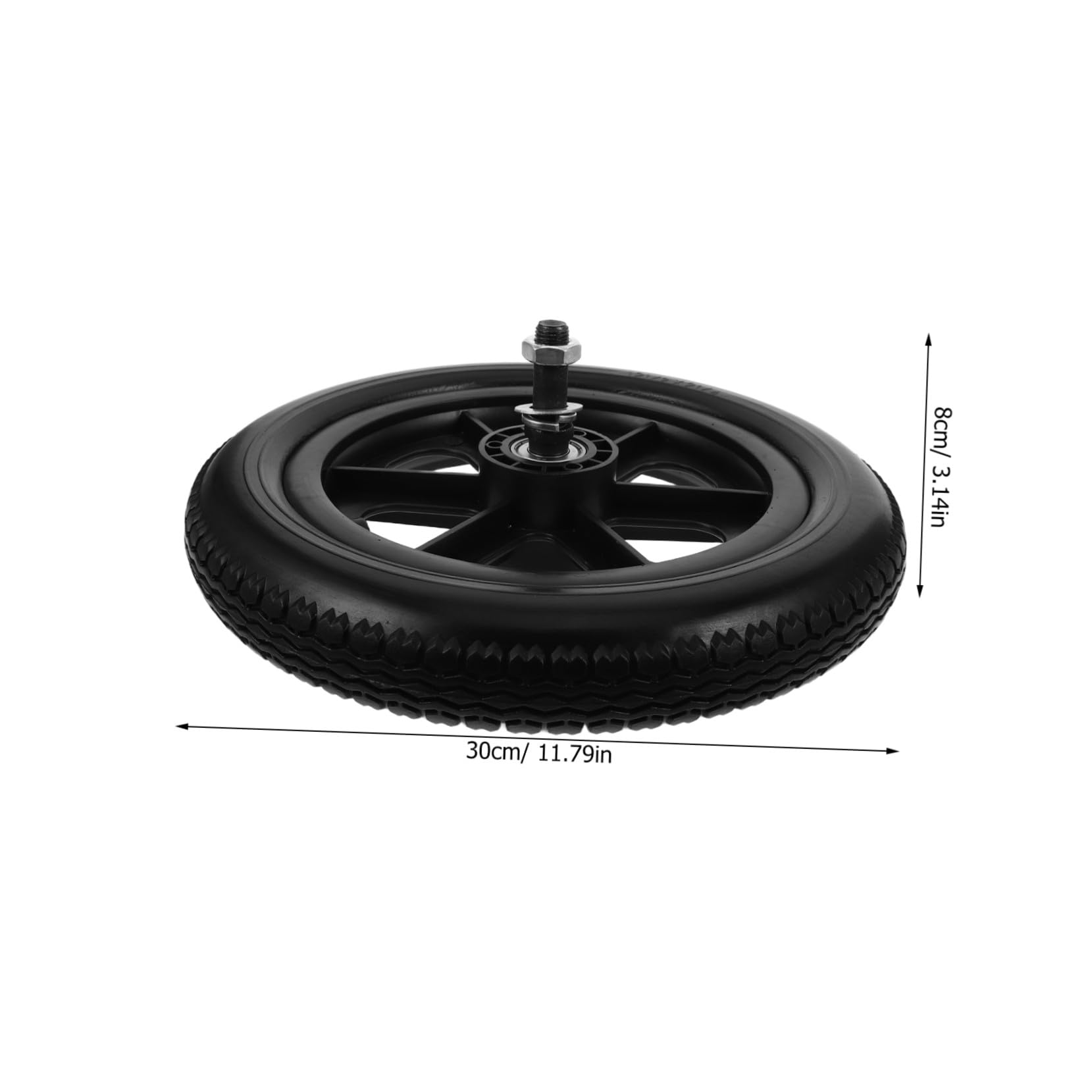 FOMIYES Rueda Trasera para Silla de Ruedas de 12 Pulgadas Neumático Sólido Antideslizante de Pu para Andador y Cochecito, Ligera y Resistente para Uso al Aire Libre