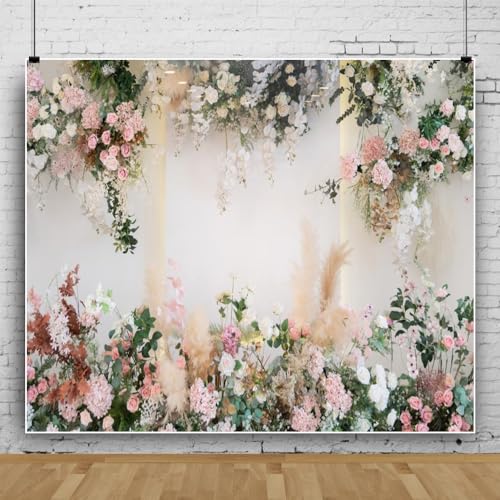ウェディング フォトブース ピンクフラワー Amazon | 花柄ウェディング背景幕 ブライダルシャワー ホワイト