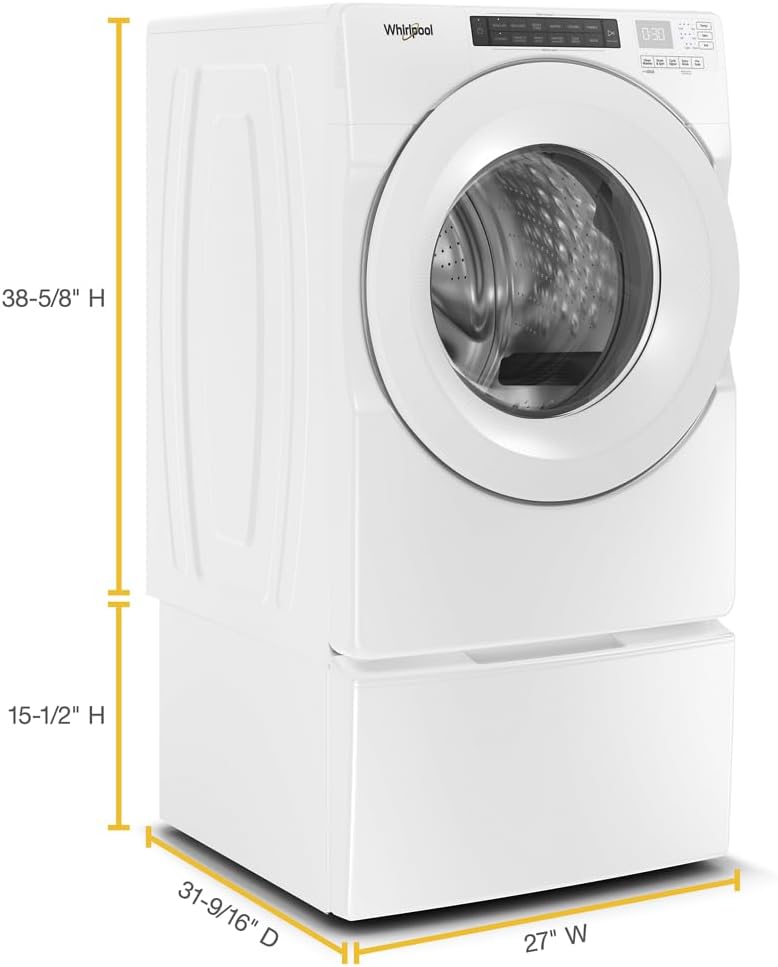 Whirlpool 4.3 cu. ft. White Closet Depth Stackable Front Load Washing Machine with Single Dose Dispenser