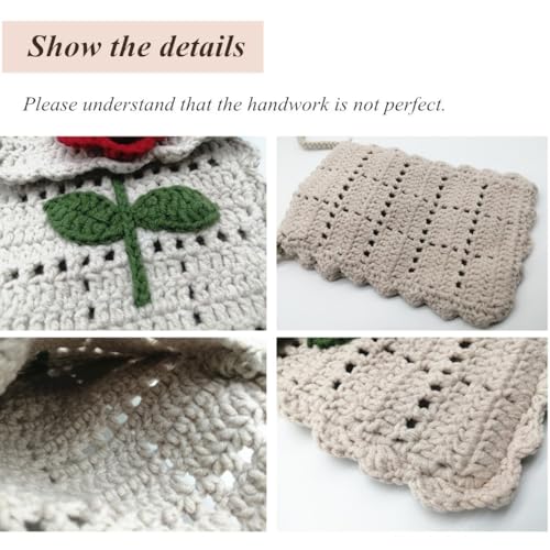 Handmade Crochet flower small Bag Phone Bag Knitted for Women for Girls3