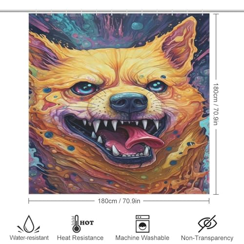 Rideau de douche chien étanche et lavable avec ses 12 crochets - 4