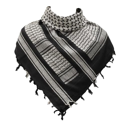 Image of Cotton Shemagh Keffiyeh Scarf - Lightweight Tactical Desert Head Neck Wrap, Sun Protection Outdoor Scarf for Summer Hiking