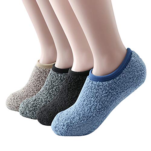 Image of SKOLA Cozy Winter Fuzzy Women Socks Grip Slippers Fluffy House Non Skid Microfiber Socks