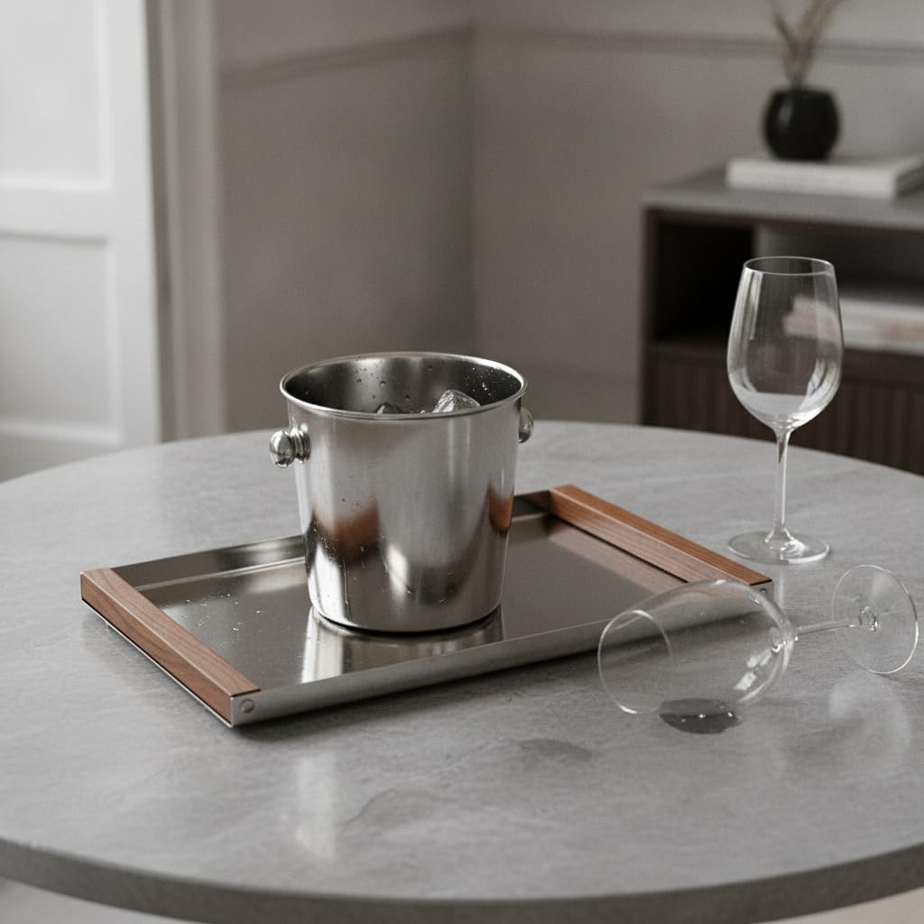 Cubo Hielo para Bar, Recipiente Acero Inoxidable para Mesa, para Restaurante