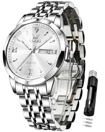 Montre de luxe classique OLEVS pour homme étanche en acier inoxydable noble